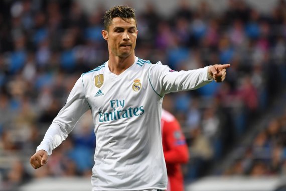 Cristiano Ronaldo in the Adidas jersey of Real Madrid