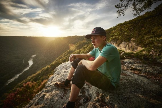 Alex Megos in New River Gorge National River in the United States.