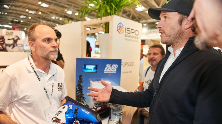 Bode Miller im ISPO BRANDNEW VILLAGE am Stand von BRANDNEW Finalist Sled Dogs