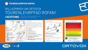 Ein Beispiel ist der Ortovox Skitourenlehrpfad im Rofan. Insgesamt sieben Schautafeln geben Tourengehern wichtige Hinweise etwa über die Lawinensicherheit oder die Funktionsweise des Lawinenverschüttetensuchgeräts.