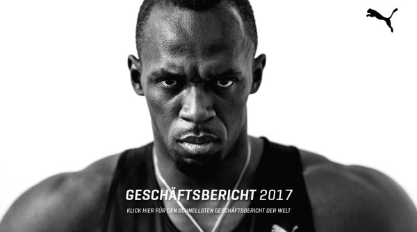 Puma präsentiert mit Usain Bolt den „schnellsten Geschäftsbericht der Welt“