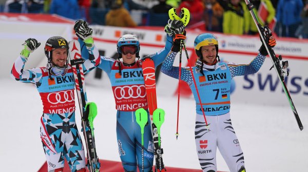 Drei Alpin-Stars: Marcel Hirscher, Henrik Kristoffersen und Felix Neureuther (v.l.n.r.)